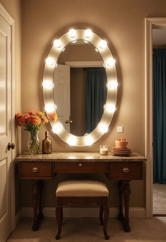 30 Entryway Mirror Ideas That Double the Style 13 30 Entryway Mirror Ideas That Double the Style - 13. Retro Hollywood Glam Mirrors