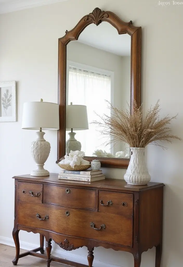 30 Entryway Mirror Ideas That Double the Style 20 30 Entryway Mirror Ideas That Double the Style - 20. Vintage Scalloped Mirrors