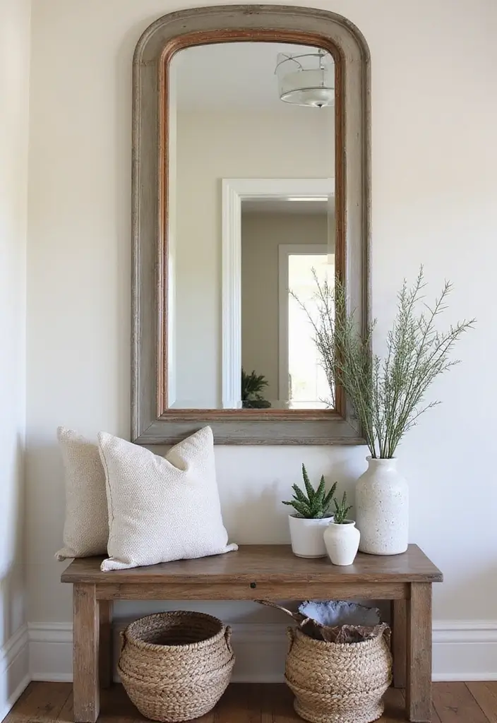30 Entryway Mirror Ideas That Double the Style 30 30 Entryway Mirror Ideas That Double the Style - 30. Vintage Farmhouse Mirrors