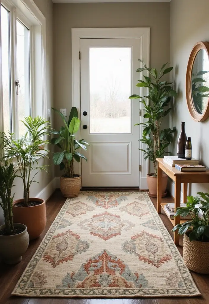 30 Entryway Rug Ideas That Anchor the Whole Space 11 30 Entryway Rug Ideas That Anchor the Whole Space - 11. Nature-Inspired Patterns