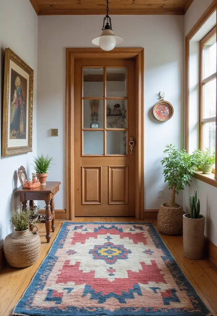 30 Entryway Rug Ideas That Anchor the Whole Space 14 30 Entryway Rug Ideas That Anchor the Whole Space - 14. Artistic Abstract Designs