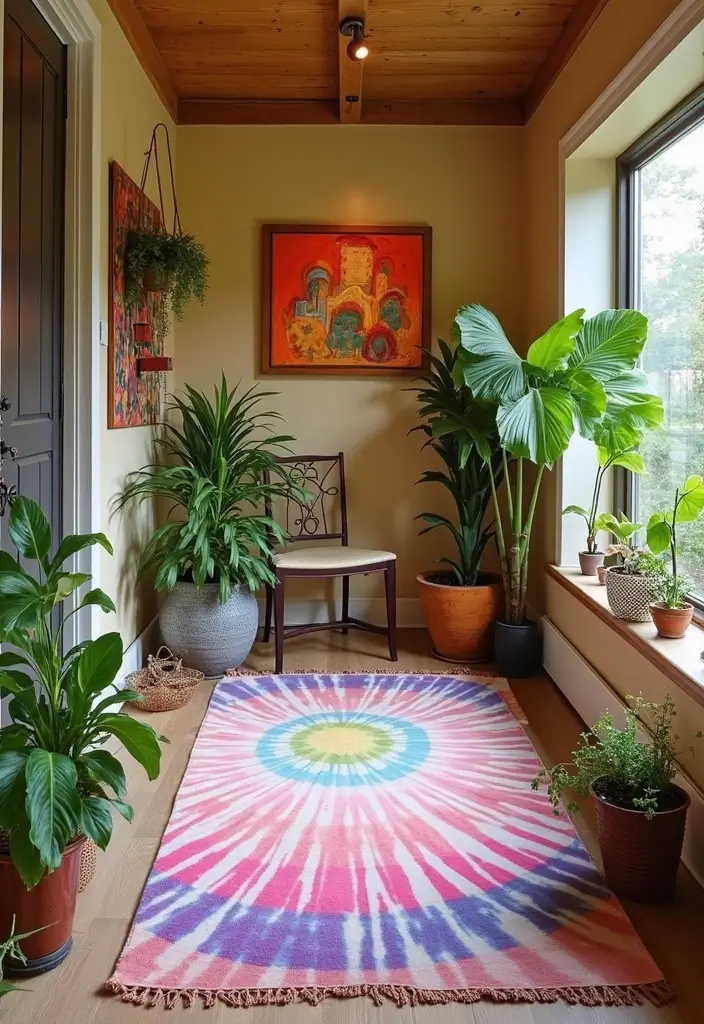 30 Entryway Rug Ideas That Anchor the Whole Space 16 30 Entryway Rug Ideas That Anchor the Whole Space - 16. Eco-Conscious Tie-Dye Rugs