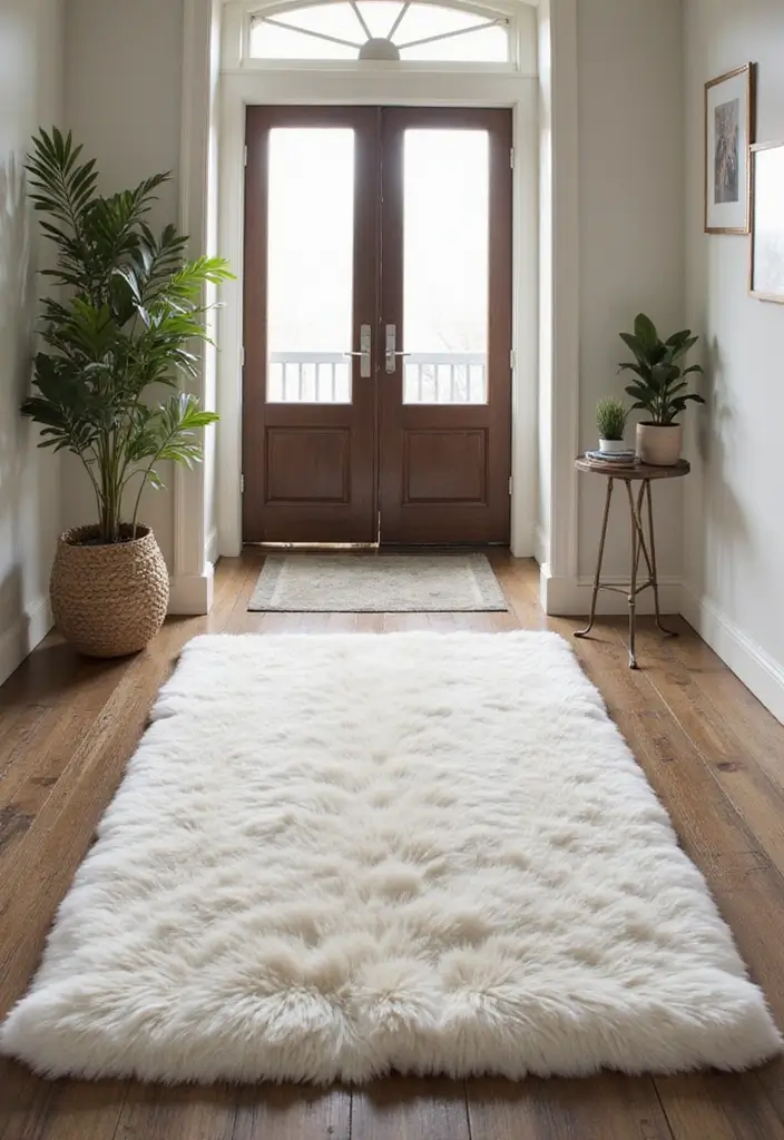30 Entryway Rug Ideas That Anchor the Whole Space 24 30 Entryway Rug Ideas That Anchor the Whole Space - 24. Soft Faux Fur for a Cozy Touch