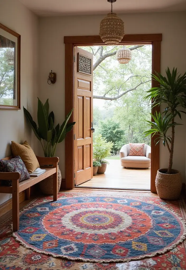 30 Entryway Rug Ideas That Anchor the Whole Space 26 30 Entryway Rug Ideas That Anchor the Whole Space - 26. Mandala Rugs for a Boho Feel