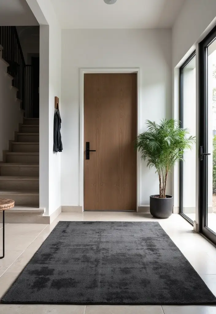 30 Entryway Rug Ideas That Anchor the Whole Space 28 30 Entryway Rug Ideas That Anchor the Whole Space - 28. Charcoal Gray Elegance