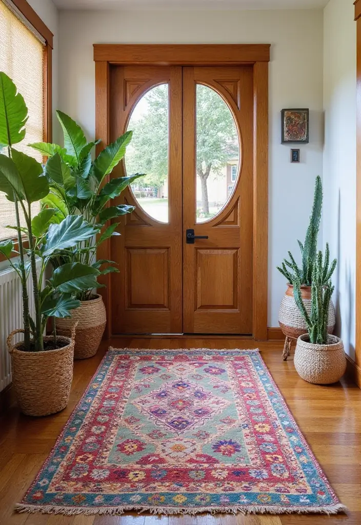 30 Entryway Rug Ideas That Anchor the Whole Space 6 30 Entryway Rug Ideas That Anchor the Whole Space - 6. Stylish Kilim Patterns