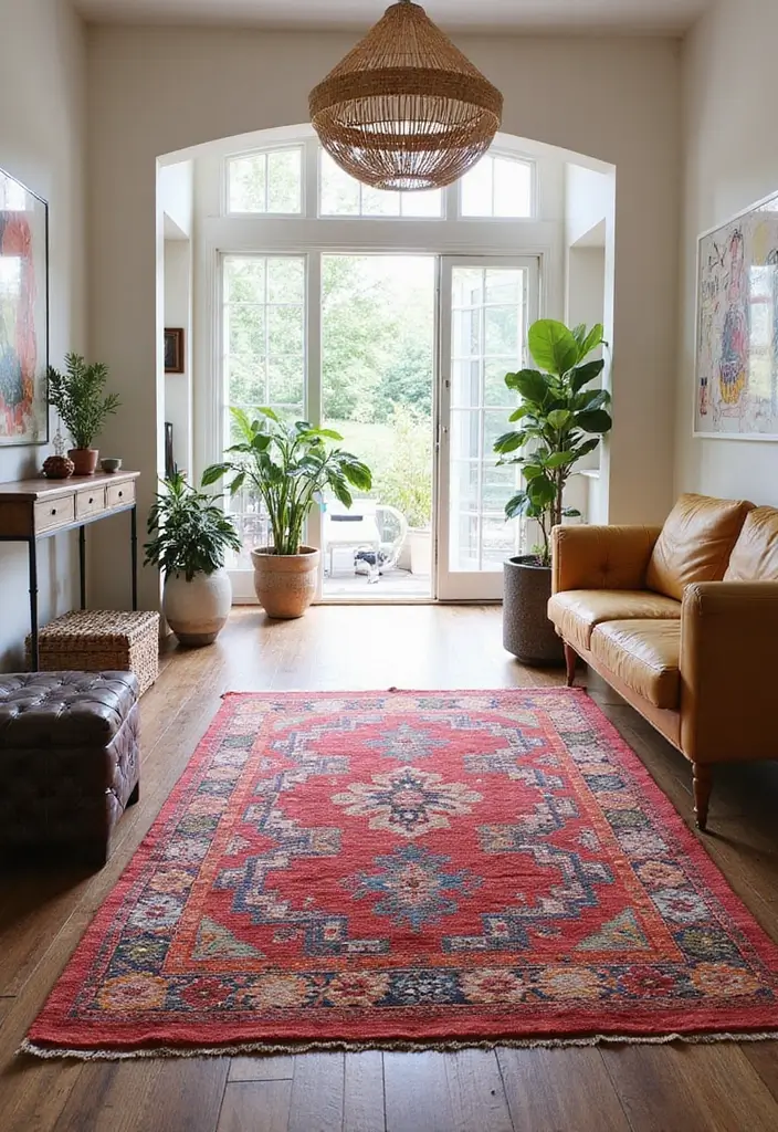 30 Entryway Rug Ideas That Anchor the Whole Space 8 30 Entryway Rug Ideas That Anchor the Whole Space - 8. Vibrant Dhurrie Rugs