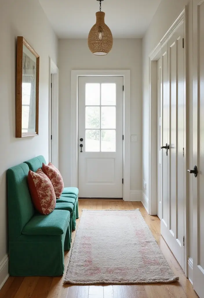 30 Green Hallway Inspirations Full of Fresh Energy 25 30 Green Hallway Inspirations Full of Fresh Energy - 25. Green Bench Seating