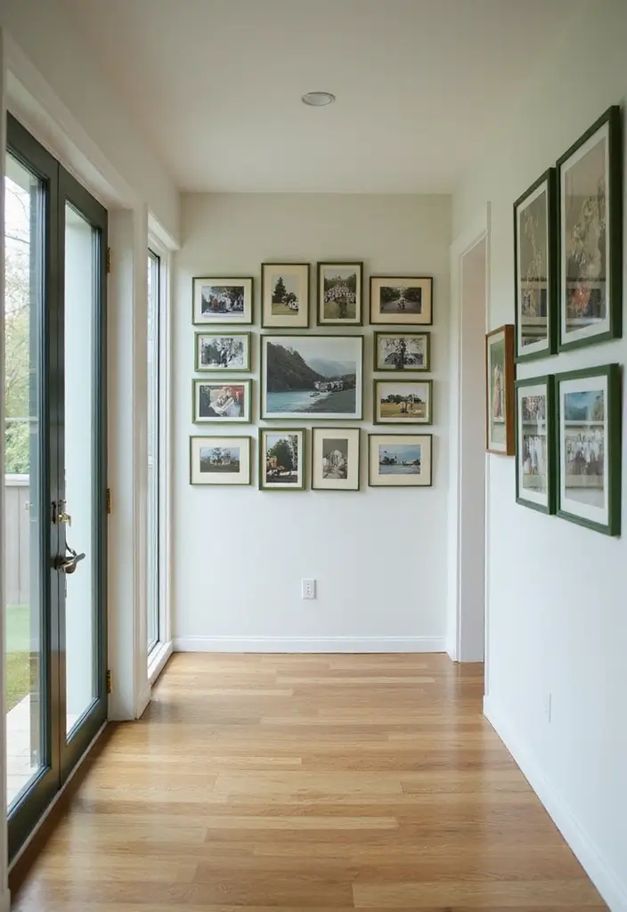 30 Green Hallway Inspirations Full of Fresh Energy 27 30 Green Hallway Inspirations Full of Fresh Energy - 27. Green Framed Photos