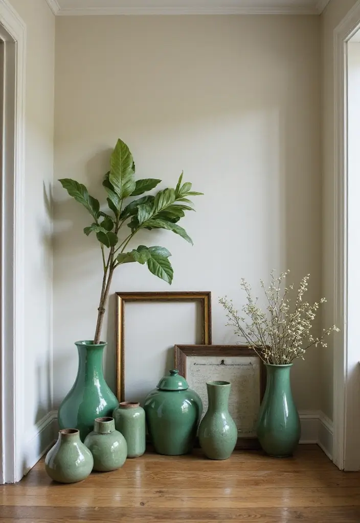 30 Green Hallway Inspirations Full of Fresh Energy 4 30 Green Hallway Inspirations Full of Fresh Energy - 4. Vintage Green Accessories