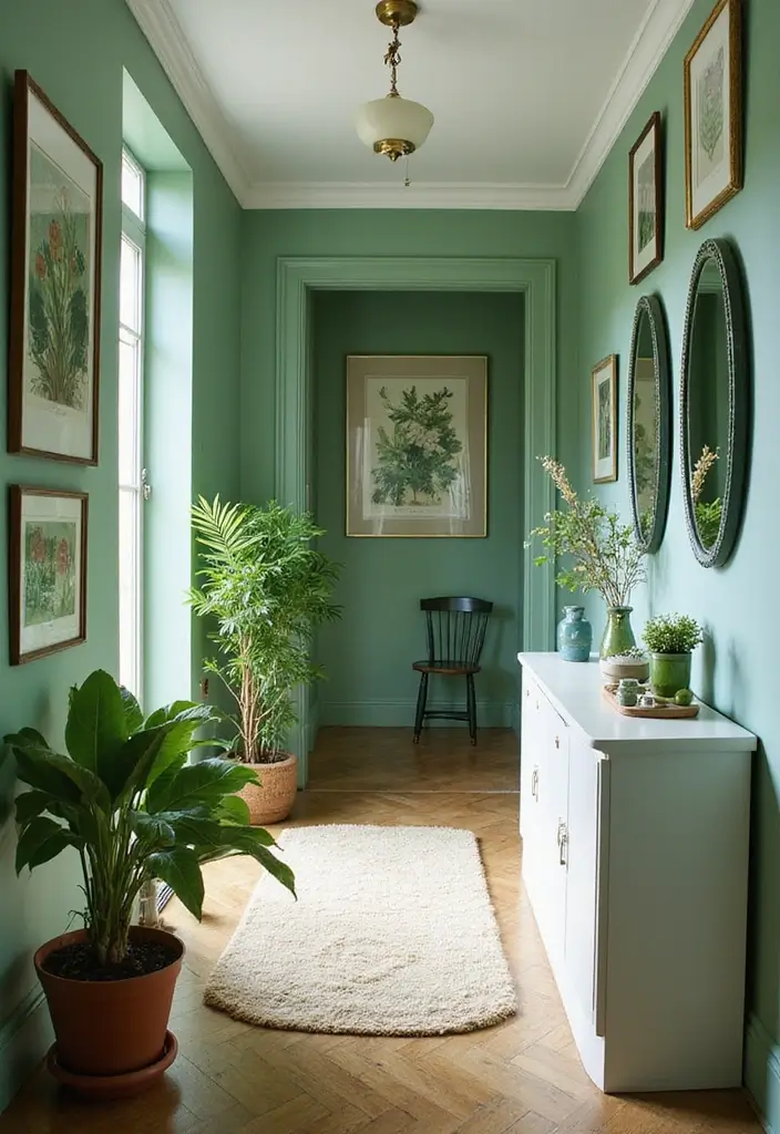 30 Green Hallway Inspirations Full of Fresh Energy 6 30 Green Hallway Inspirations Full of Fresh Energy - 6. Green Art and Decor