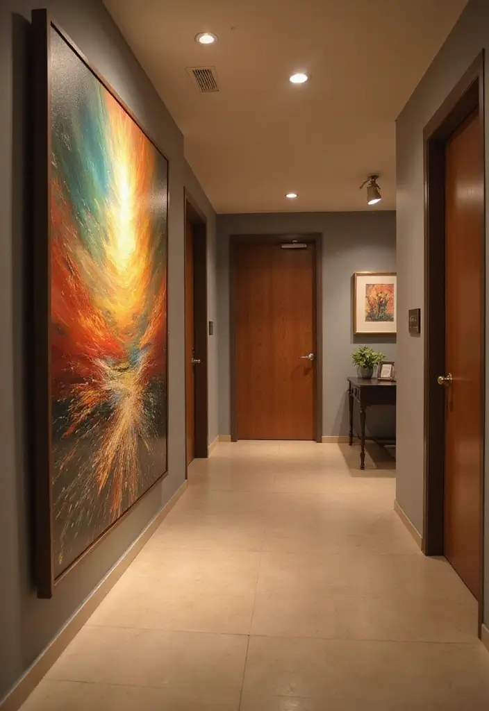 30 Hallway Decorating Ideas That Transform Empty Spaces 10 30 Hallway Decorating Ideas That Transform Empty Spaces - 10. Statement Art Pieces