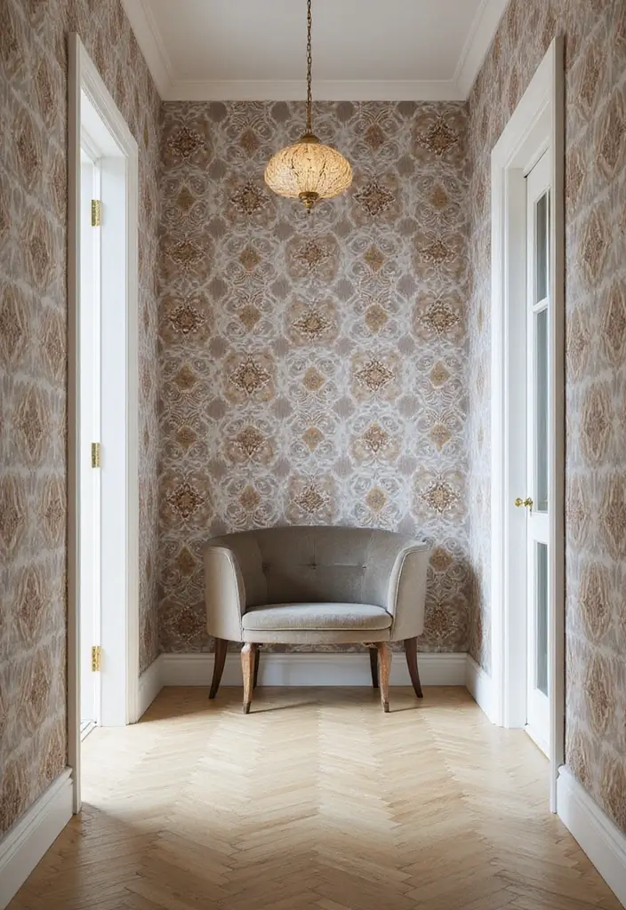 30 Hallway Decorating Ideas That Transform Empty Spaces 12 30 Hallway Decorating Ideas That Transform Empty Spaces - 12. Stylish Wallpaper Accents