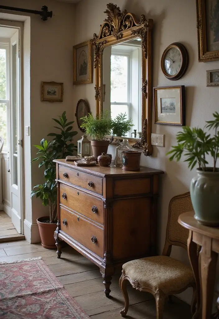 30 Hallway Decorating Ideas That Transform Empty Spaces 16 30 Hallway Decorating Ideas That Transform Empty Spaces - 16. Vintage Finds for Character