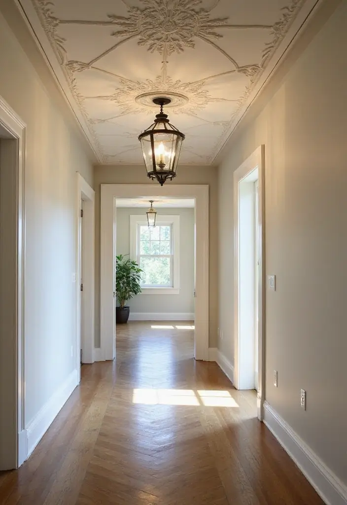 30 Hallway Decorating Ideas That Transform Empty Spaces 19 30 Hallway Decorating Ideas That Transform Empty Spaces - 19. Playful Ceiling Decor