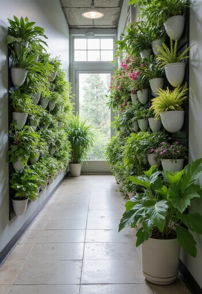 30 Hallway Decorating Ideas That Transform Empty Spaces 22 30 Hallway Decorating Ideas That Transform Empty Spaces - 22. Vertical Gardens for a Green Touch