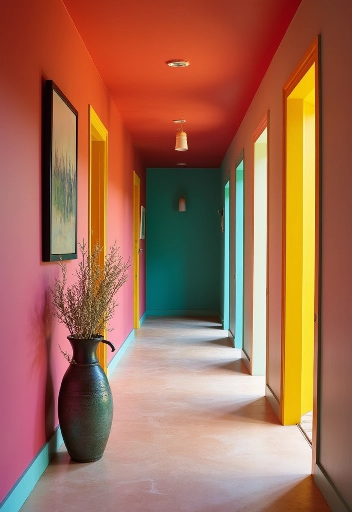 30 Hallway Decorating Ideas That Transform Empty Spaces 4 30 Hallway Decorating Ideas That Transform Empty Spaces - 4. Use Color to Make a Statement