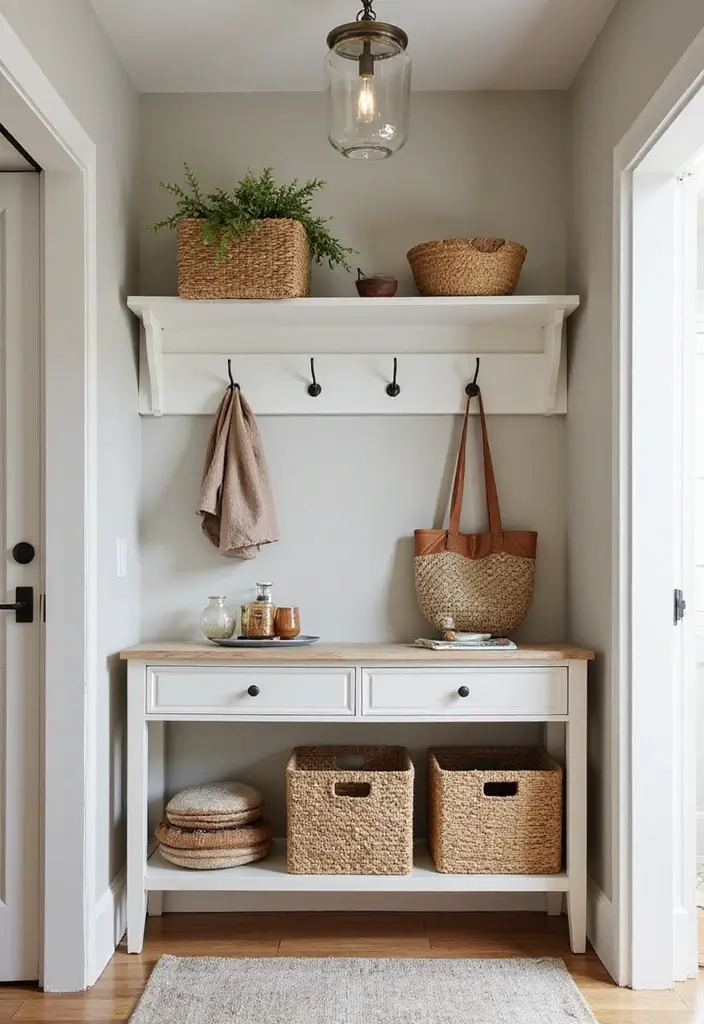 30 Hallway Decorating Ideas That Transform Empty Spaces 5 30 Hallway Decorating Ideas That Transform Empty Spaces - 5. Functional Storage Solutions