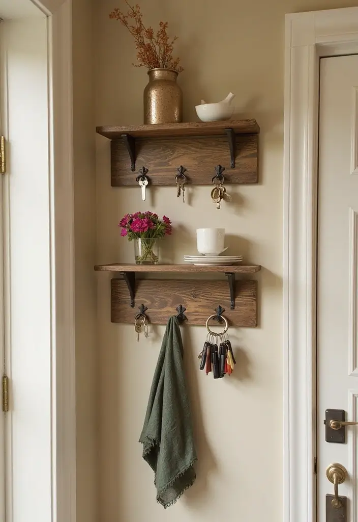 30 Key Holder Entryway Ideas That Are Cute and Practical - 11. Key Holder with Shelves