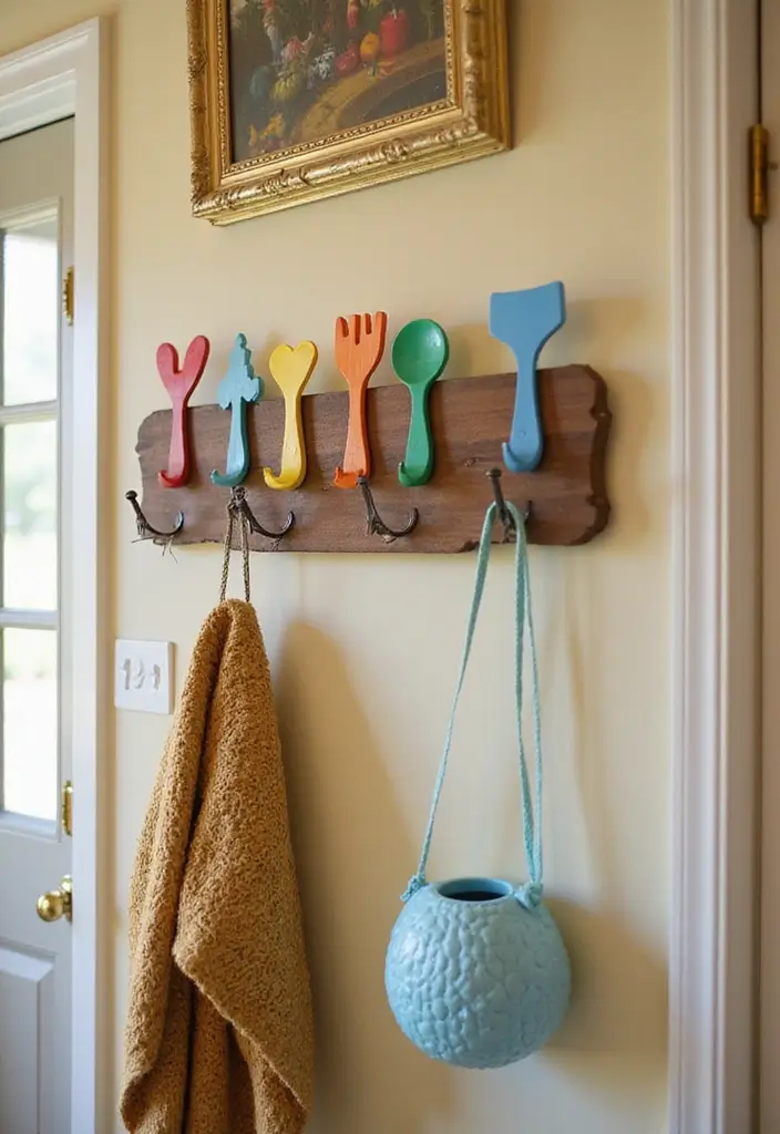 30 Key Holder Entryway Ideas That Are Cute and Practical - 12. Whimsical Hook Rack