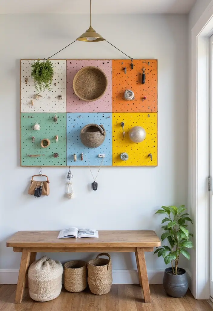 30 Key Holder Entryway Ideas That Are Cute and Practical - 19. Pegboard Key Organizer