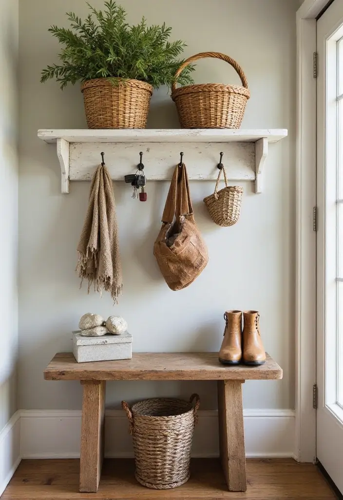 30 Key Holder Entryway Ideas That Are Cute and Practical - 25. Key Holder with Hooks and Baskets