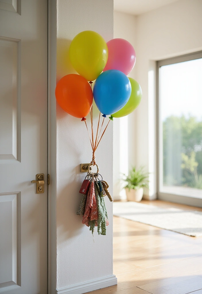 30 Key Holder Entryway Ideas That Are Cute and Practical - 28. Colorful Balloon Key Holder