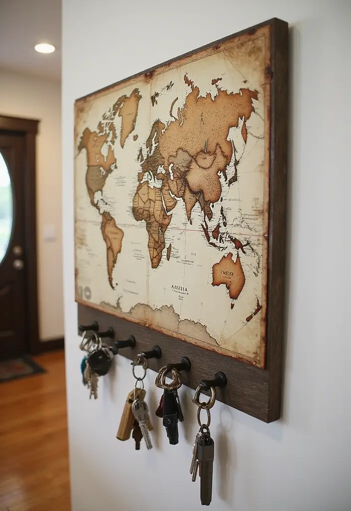30 Key Holder Entryway Ideas That Are Cute and Practical - 30. Adventurous Travel Key Holder