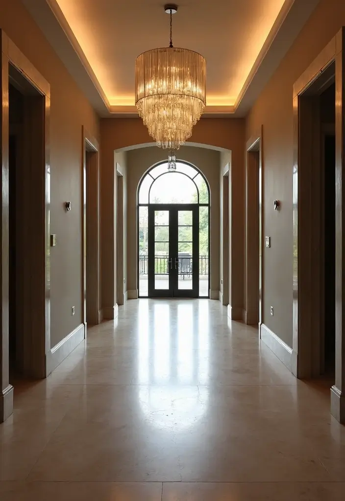 30 Long Entryway Ideas That Feel Cohesive and Inviting 13. Statement Lighting Fixtures