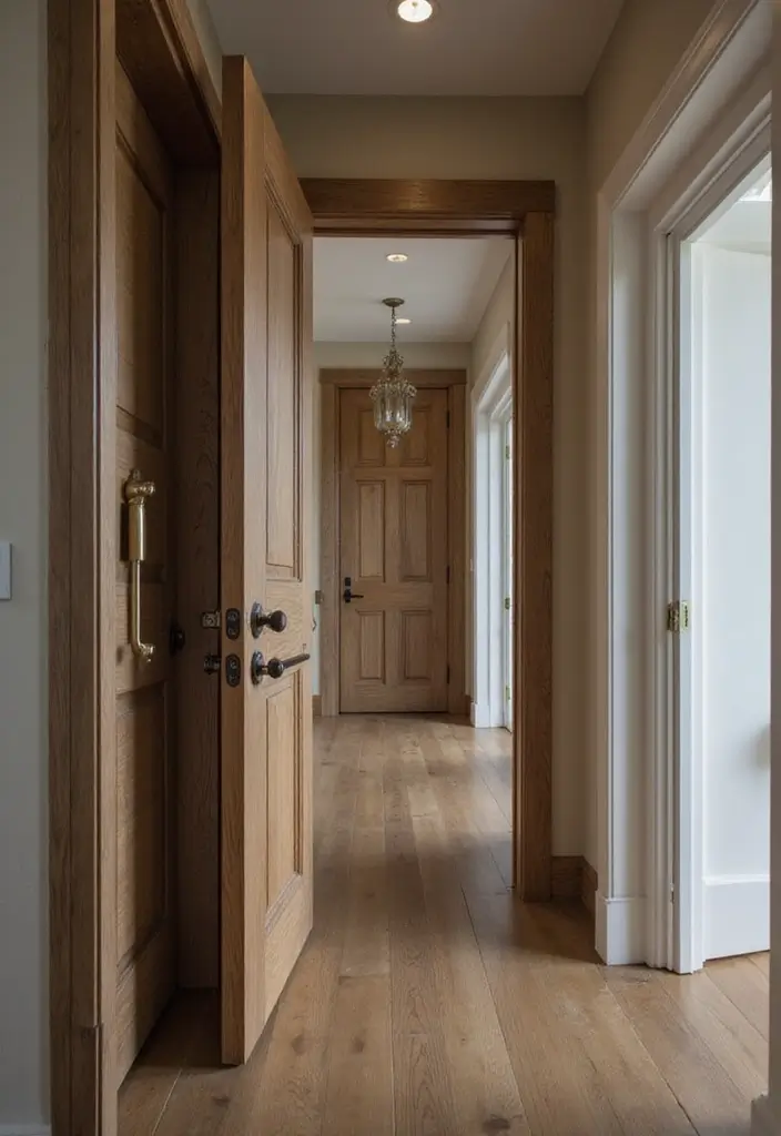 30 Long Entryway Ideas That Feel Cohesive and Inviting 22. Unique Door Hardware