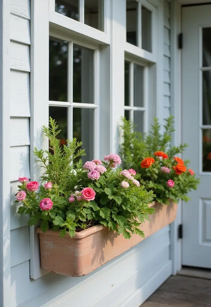 30 Outdoor Entryway Ideas to Boost Curb Appeal 13 30 Outdoor Entryway Ideas to Boost Curb Appeal - 13. Coastal Window Boxes