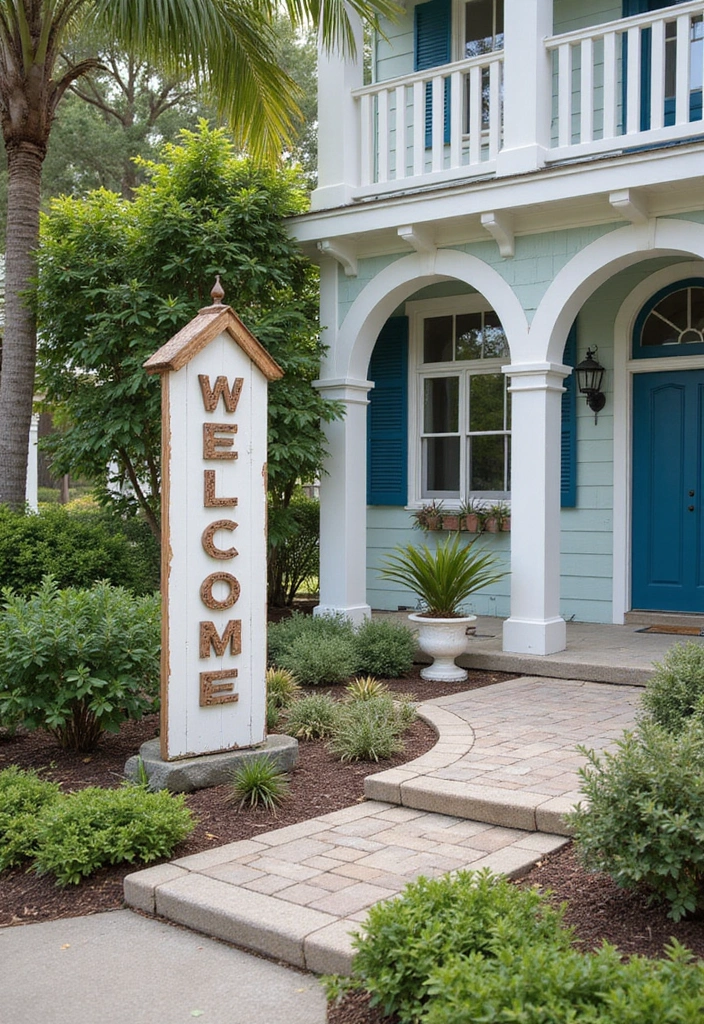 30 Outdoor Entryway Ideas to Boost Curb Appeal 14 30 Outdoor Entryway Ideas to Boost Curb Appeal - 14. Beach-Themed Signage