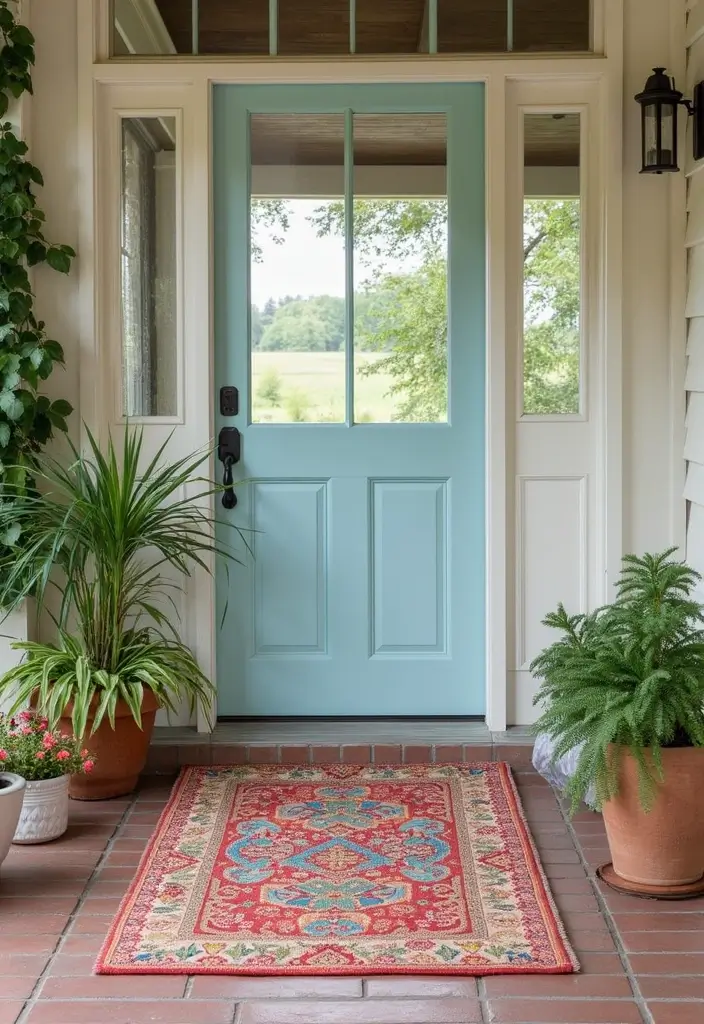 30 Outdoor Entryway Ideas to Boost Curb Appeal 16 30 Outdoor Entryway Ideas to Boost Curb Appeal - 16. Coastal Rugs