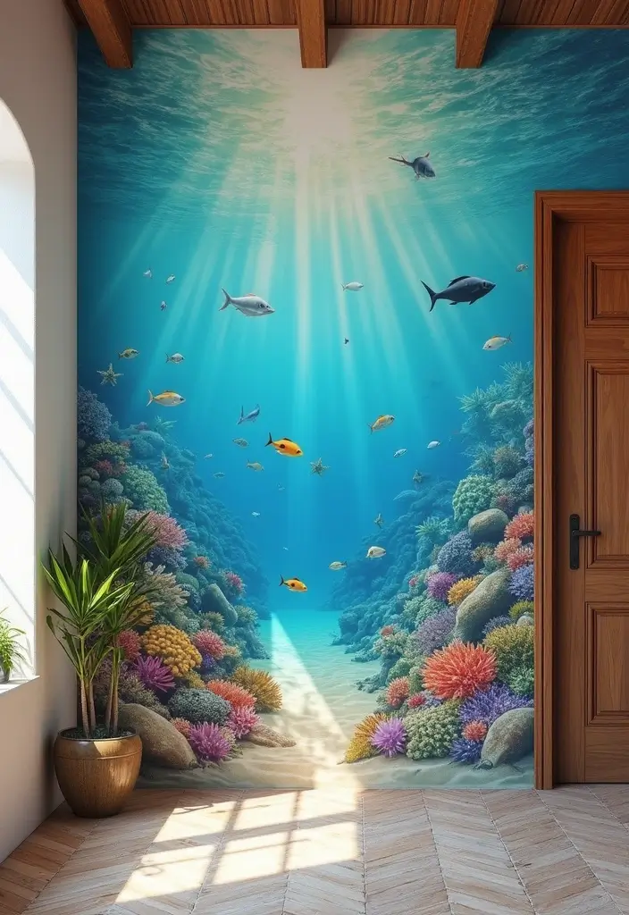 30 Outdoor Entryway Ideas to Boost Curb Appeal 28 30 Outdoor Entryway Ideas to Boost Curb Appeal - 28. Whimsical Coastal Wall Murals