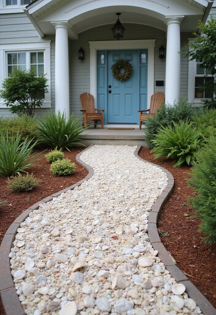 30 Outdoor Entryway Ideas to Boost Curb Appeal 6 30 Outdoor Entryway Ideas to Boost Curb Appeal - 6. Seashell Pathway