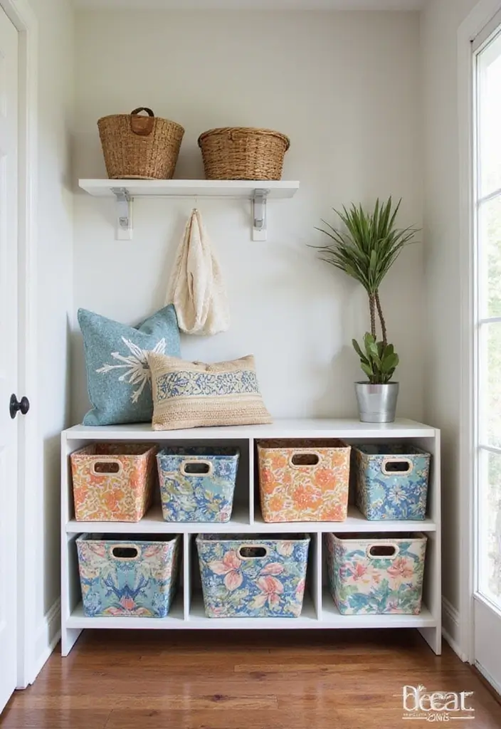 30 Small Entryway Ideas That Feel Bigger and Brighter 20 30 Small Entryway Ideas That Feel Bigger and Brighter - 20. Chic Storage Bins
