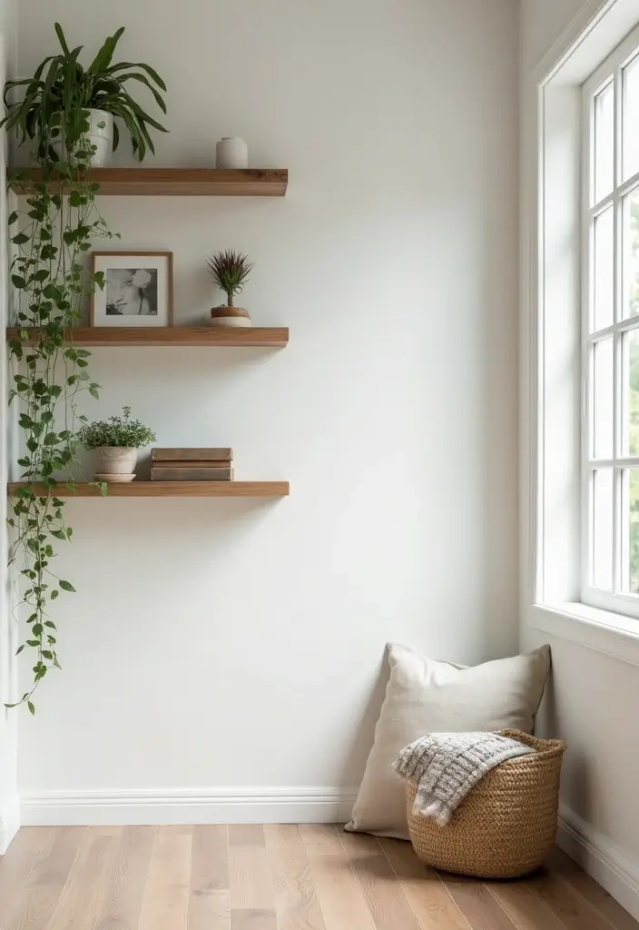30 Small Entryway Ideas That Feel Bigger and Brighter 7 30 Small Entryway Ideas That Feel Bigger and Brighter - 7. Floating Shelves