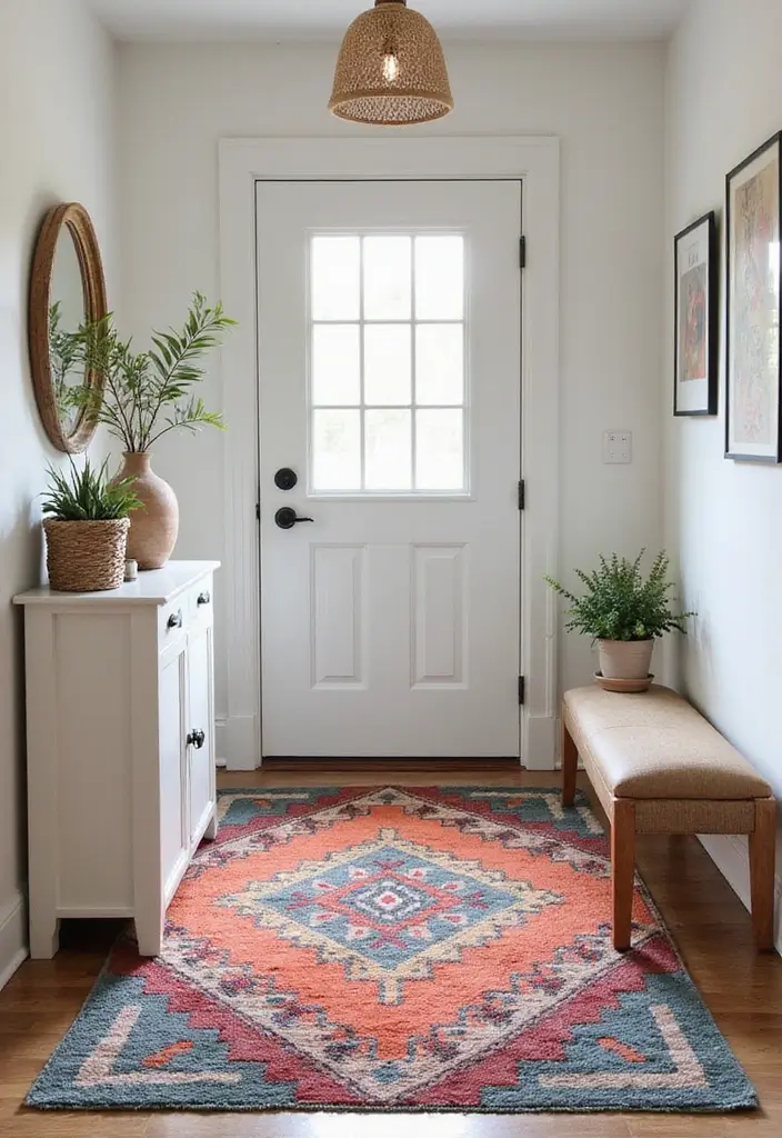 30 Small Entryway Ideas That Feel Bigger and Brighter 9 30 Small Entryway Ideas That Feel Bigger and Brighter - 9. Creative Rugs