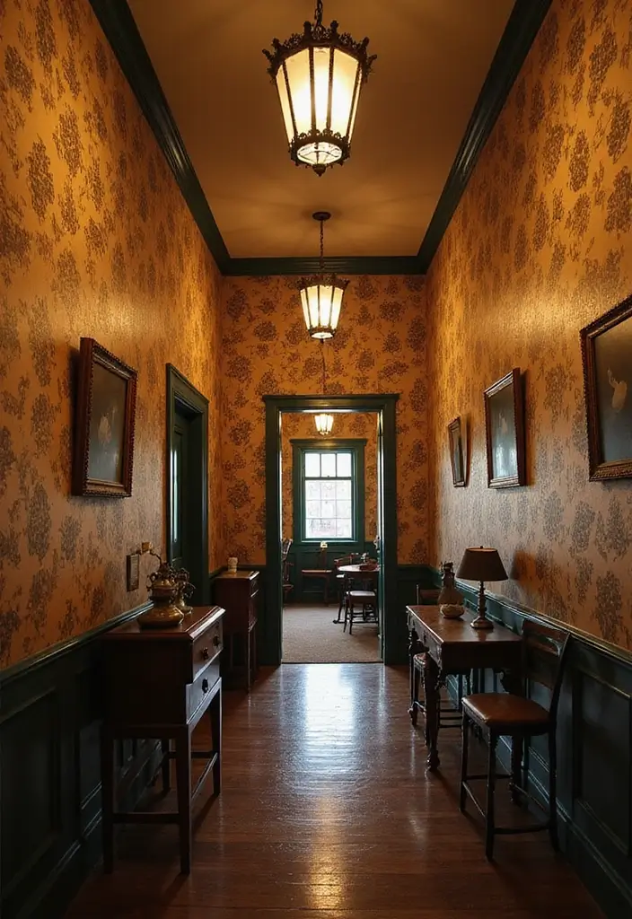 30 Wallpaper Hallway Ideas That Make a Bold Statement 4 30 Wallpaper Hallway Ideas That Make a Bold Statement - 4. Vintage Charm