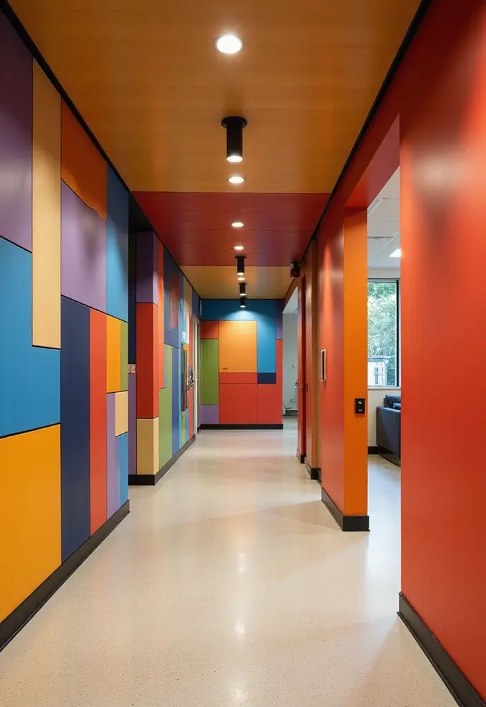 30 Wallpaper Hallway Ideas That Make a Bold Statement 7 30 Wallpaper Hallway Ideas That Make a Bold Statement - 7. Color Blocking