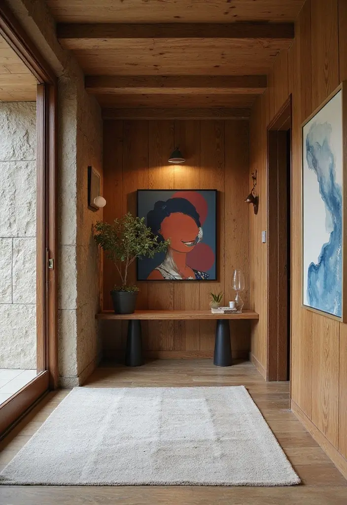 28 Mid Century Modern Entryway Styles That Look Timeless 8 28 Mid Century Modern Entryway Styles That Look Timeless - 8. Textured Walls