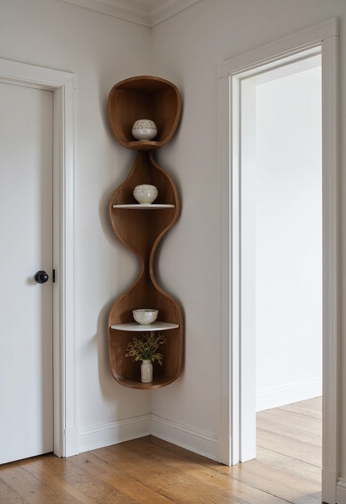 25 Corner Entryway Ideas That Save Space Beautifully 10 25 Corner Entryway Ideas That Save Space Beautifully - 10. Artistic Display Unit