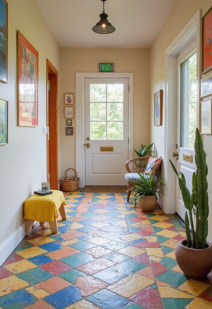 27 Tiled Hallway Inspirations That Add Personality 10 27 Tiled Hallway Inspirations That Add Personality - 10. Playful Patchwork Tiles