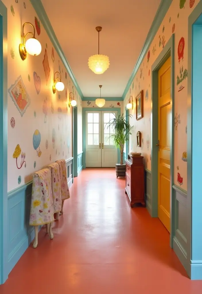 30 Wallpaper Hallway Ideas That Make a Bold Statement 10 30 Wallpaper Hallway Ideas That Make a Bold Statement - 10. Whimsical Designs
