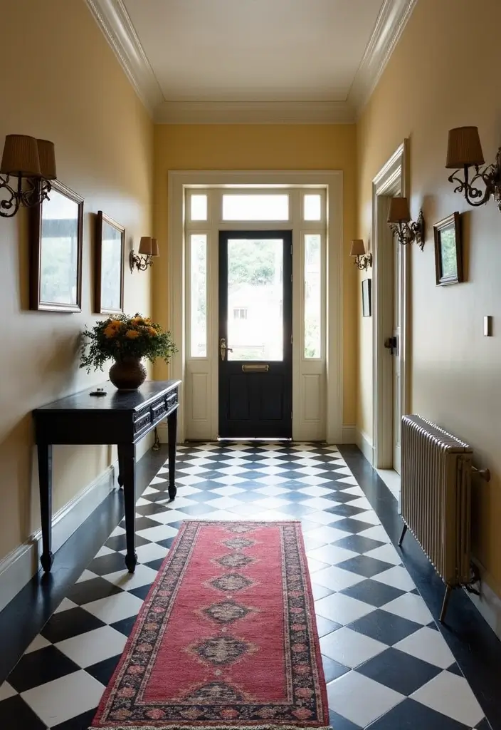 27 Tiled Hallway Inspirations That Add Personality 1 27 Tiled Hallway Inspirations That Add Personality - 1. Classic Black and White Checkerboard