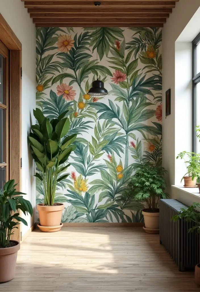 30 Wallpaper Hallway Ideas That Make a Bold Statement 1 30 Wallpaper Hallway Ideas That Make a Bold Statement - 1. Botanical Bliss