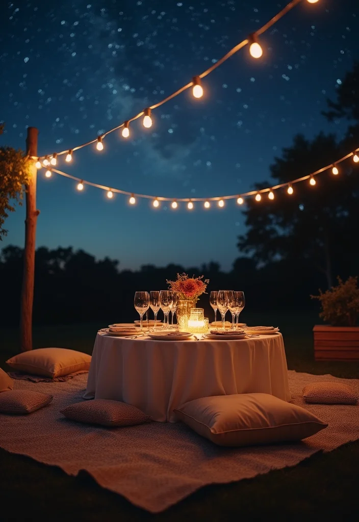 12 Backyard Dining Ideas for Cozy Outdoor Meals and Gatherings 23 12 Backyard Dining Ideas for Cozy Outdoor Meals and Gatherings - 3. Night Under the Stars