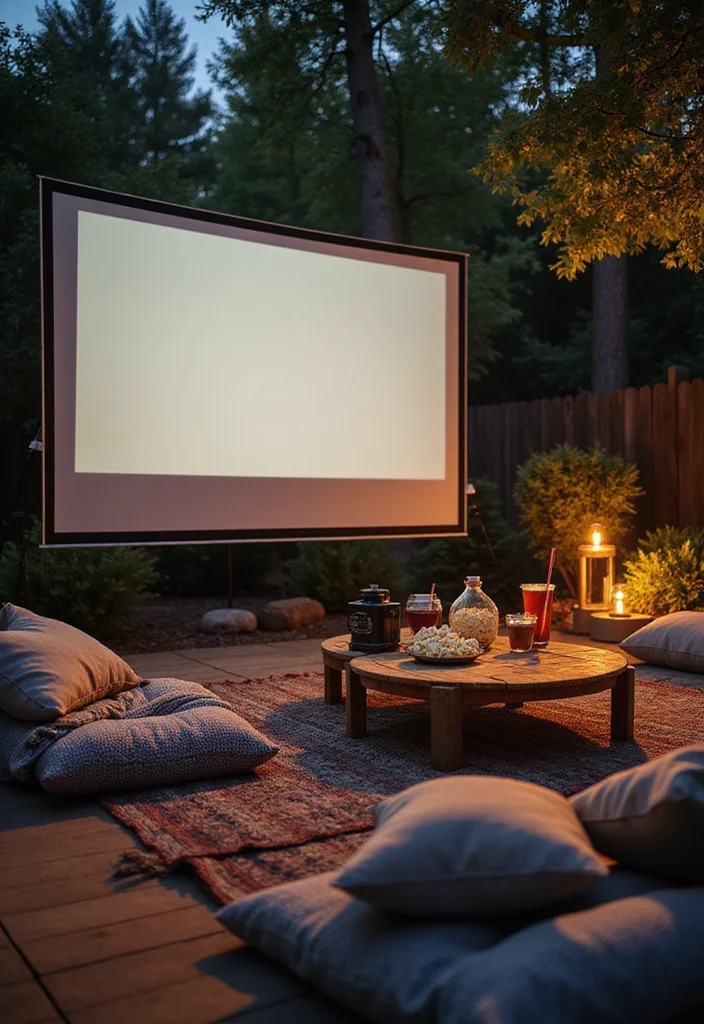 12 Backyard Dining Ideas for Cozy Outdoor Meals and Gatherings 78 12 Backyard Dining Ideas for Cozy Outdoor Meals and Gatherings - 8. Outdoor Movie Night