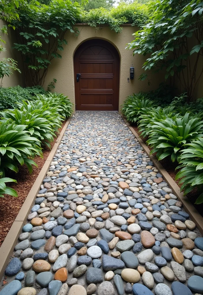 12 Backyard Entrance Ideas for Welcoming Practical Outdoor Flow 100 12 Backyard Entrance Ideas for Welcoming Practical Outdoor Flow - 10. Pebble Mosaic Designs