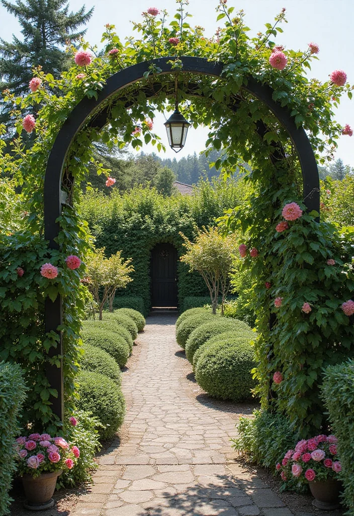 12 Backyard Entrance Ideas for Welcoming Practical Outdoor Flow 111 12 Backyard Entrance Ideas for Welcoming Practical Outdoor Flow - 11. Charming Arbor Entrance